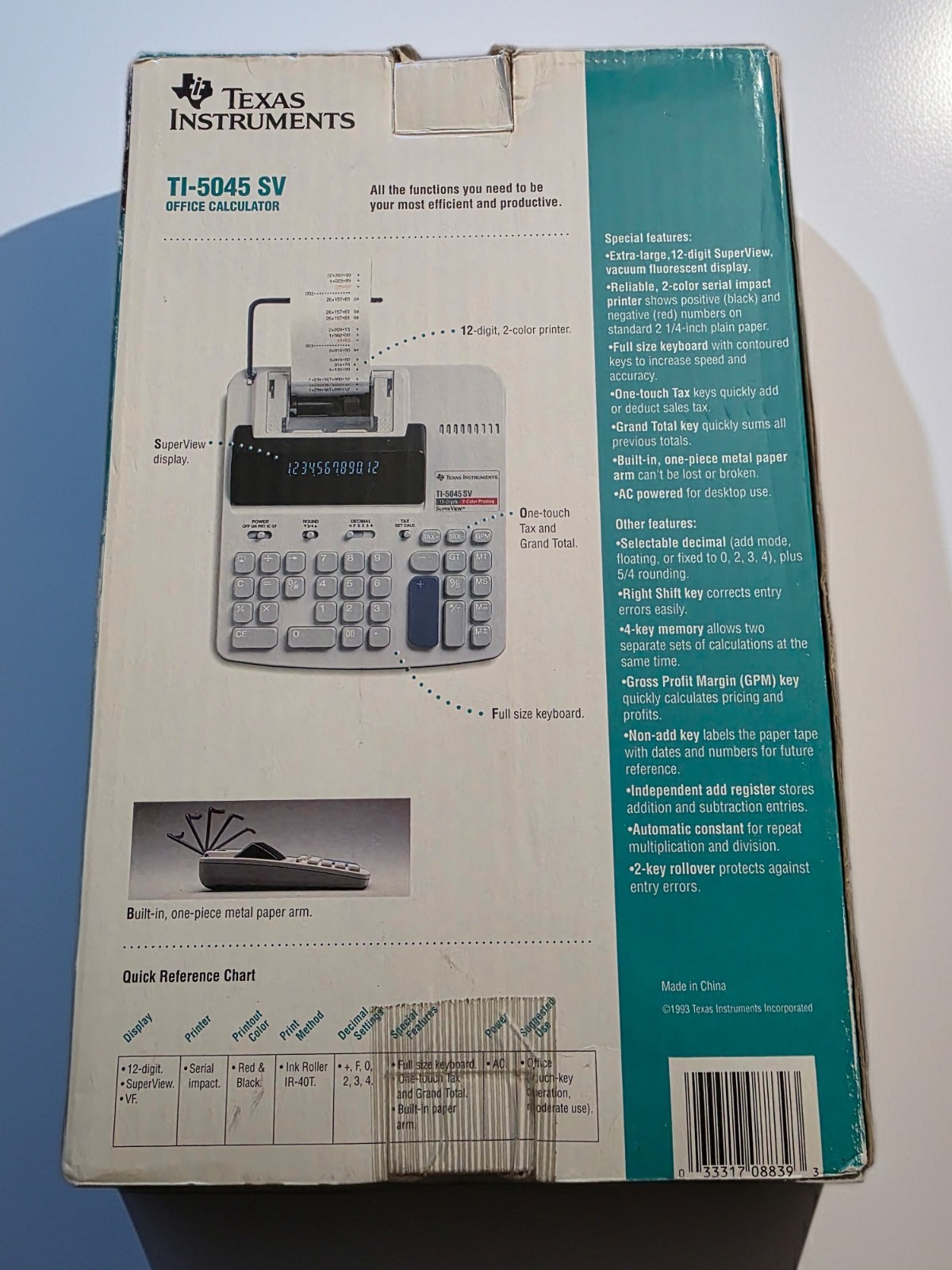 Texas Instruments | TI-5045 SV | Office Calculator | 2 Color Print with 1 Roll