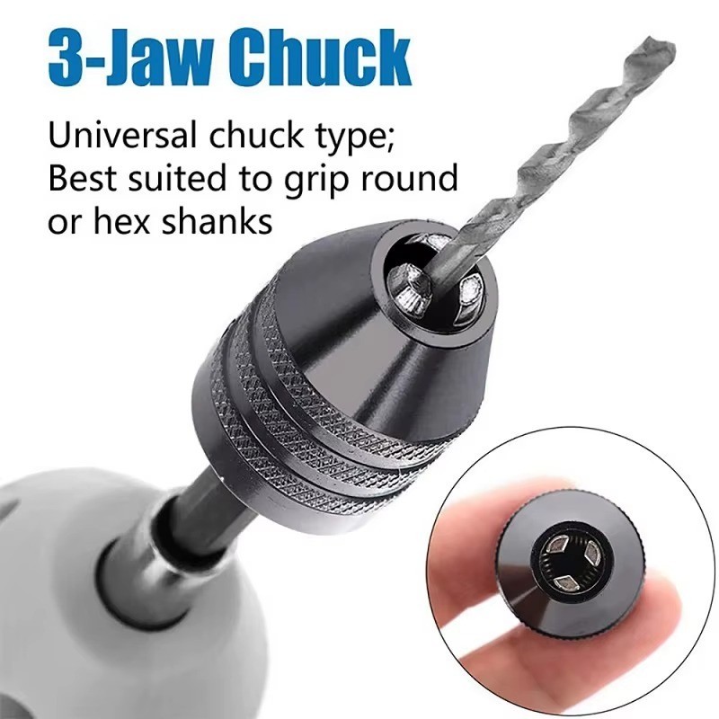 4Pcs 1/4″Hex Shank Keyless Drill Chuck Adapter Bit Quick Change Converter Driver