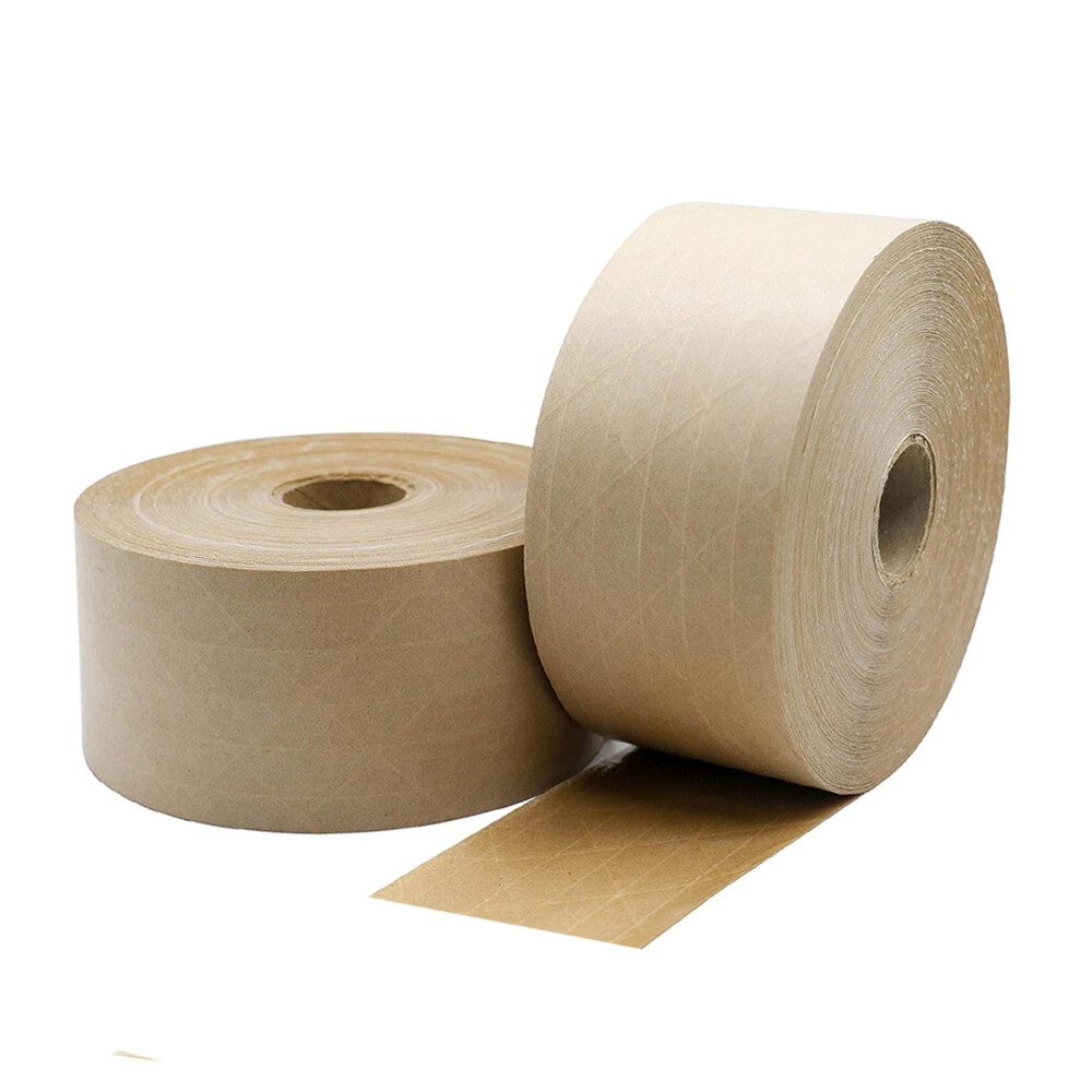 70mm x 1000′ Wolverine Water Activated Gum Tape 5.5 Mil Kraft Tape 384 Rolls