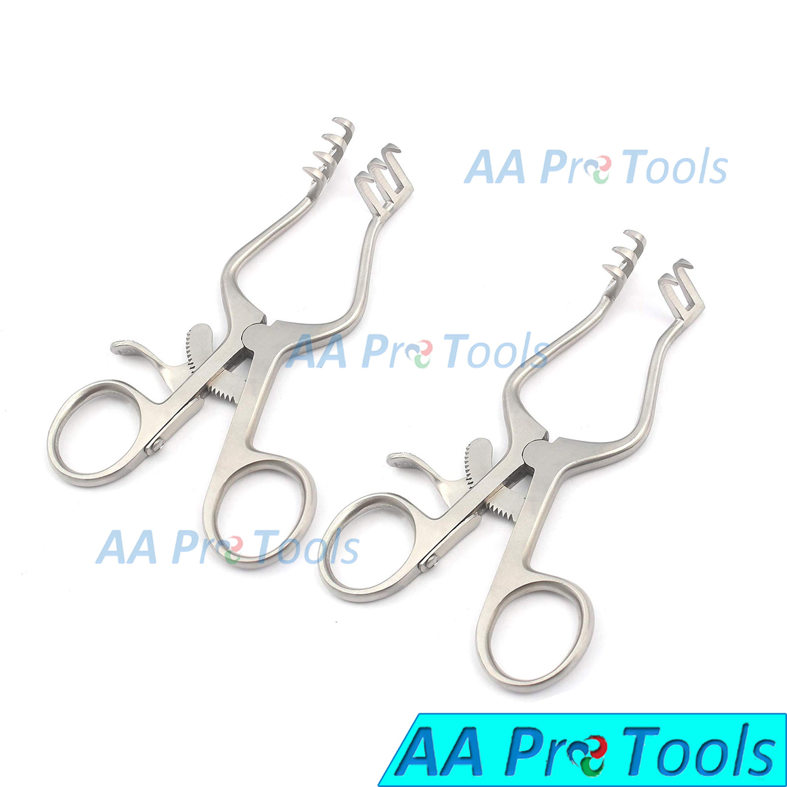 2 Weitlaner Retractor 4.5″ 2×3 & 3×4 Sharp, Sharp Prongs Self-Retaining Surgical