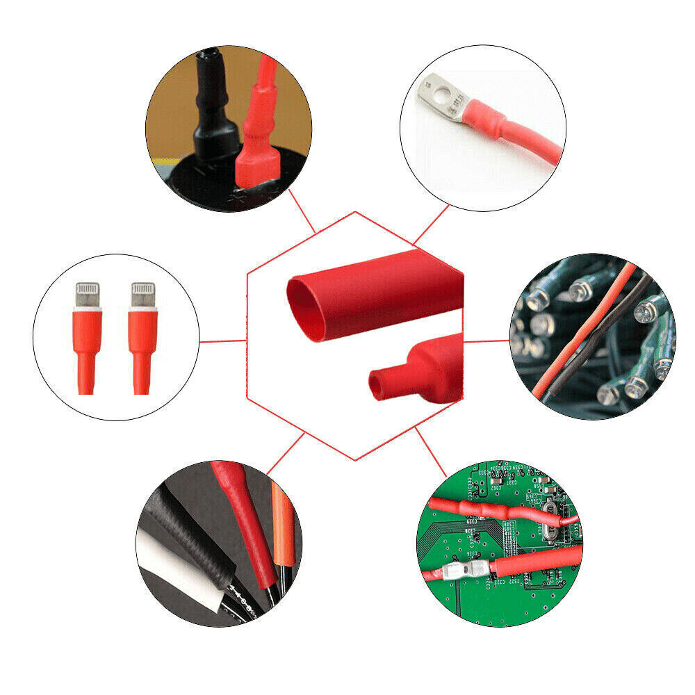 Black+Red Heat Shrink Tubing 3:1 Wire Insulation Cable Sleeve Wrap Marine Grade