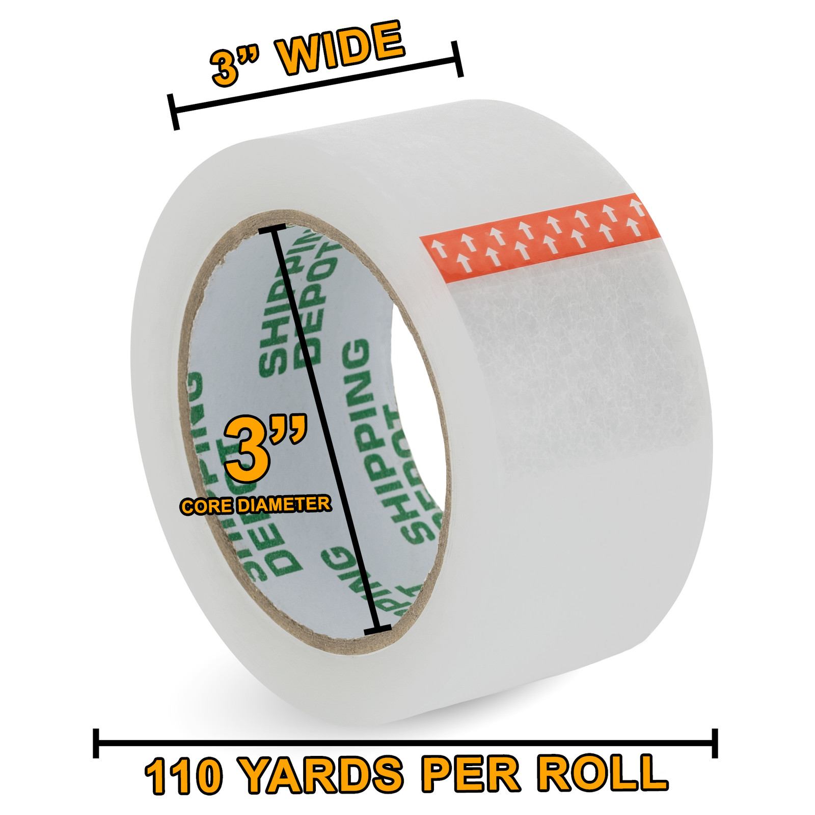 Shipping Depot Carton Box Sealing Clear Packing Tape 3″ x 110 Yds up tp 96 Rolls