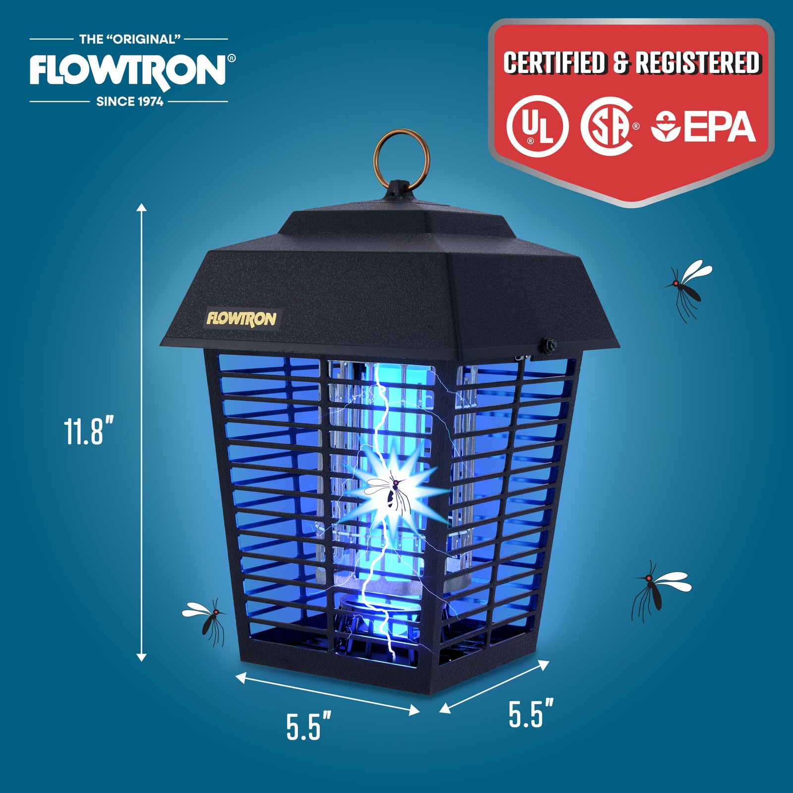 Flowtron Bug Zapper, 1/2 Acre of Coverage w/15W Bulb & 5600V Instant Killing
