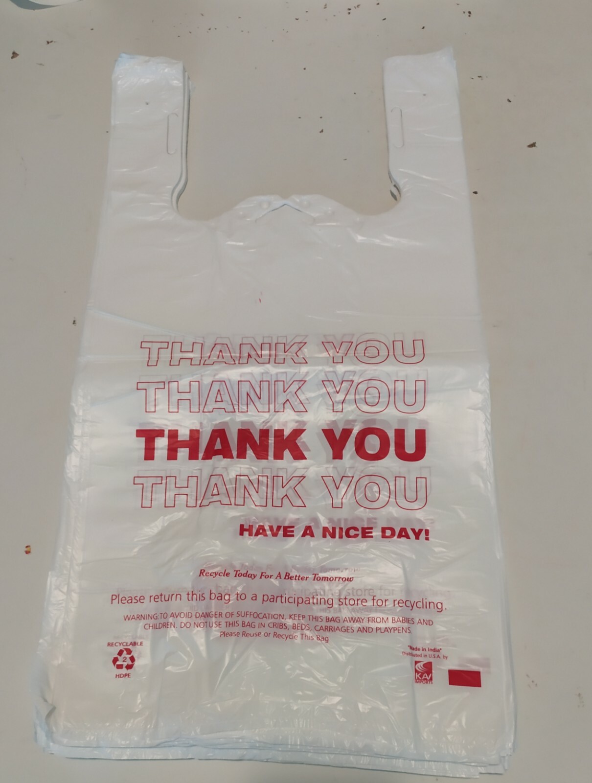 THANK YOU T-Shirt Bags 11.5″ x 6.5″ x 21″ White Plastic Shopping bag 50 – 1000