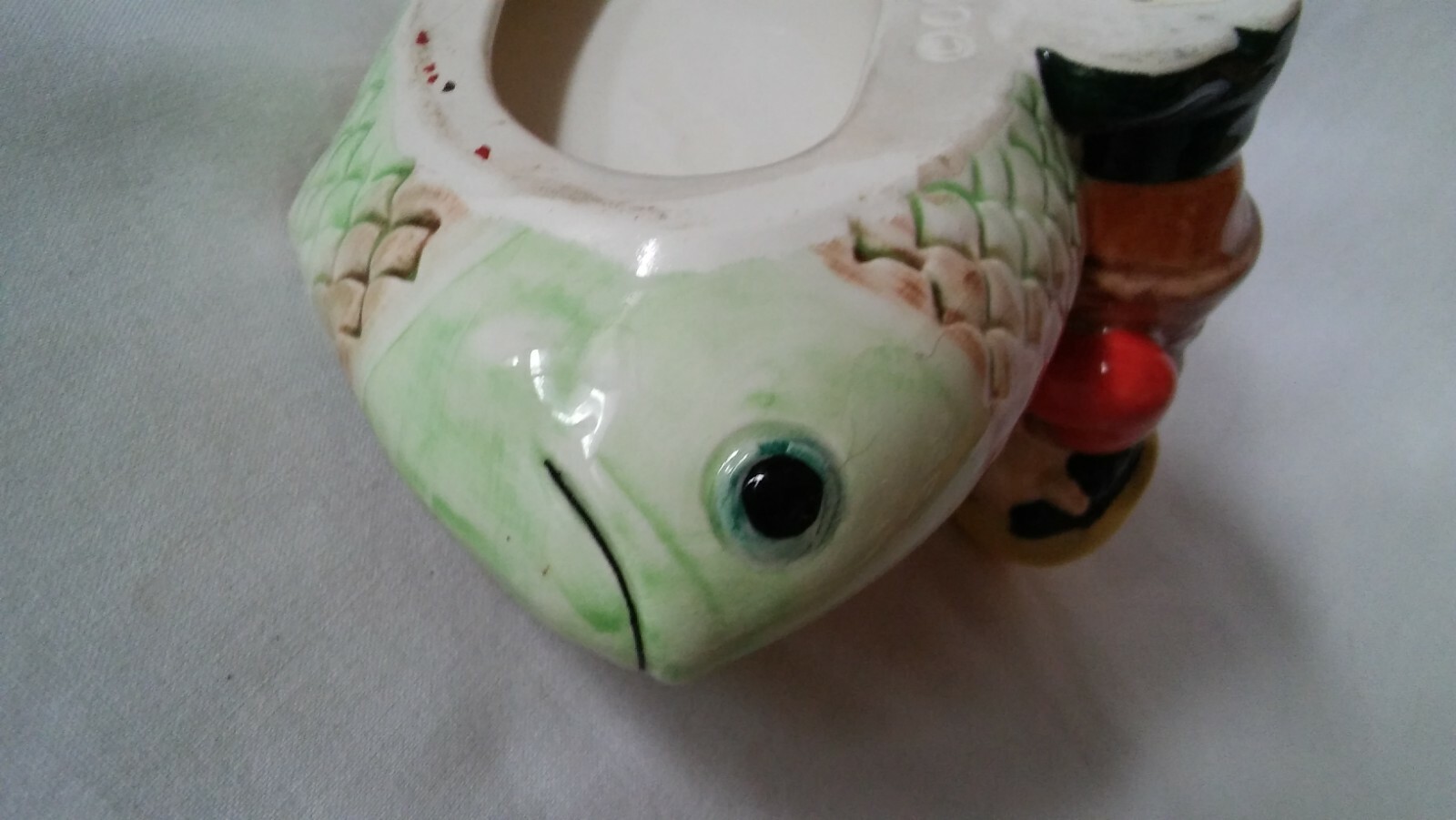 Ceramic Business Card Holder Fisherman/Fish OCI 1992 Sri Lanka