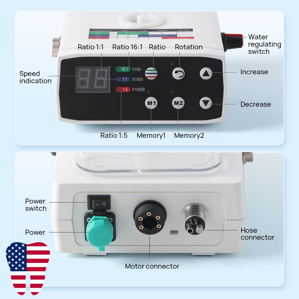 COXO C PUMA Master Dental Electric Endo Motor 6:1 1:5 LED Contra Angle Handpiece