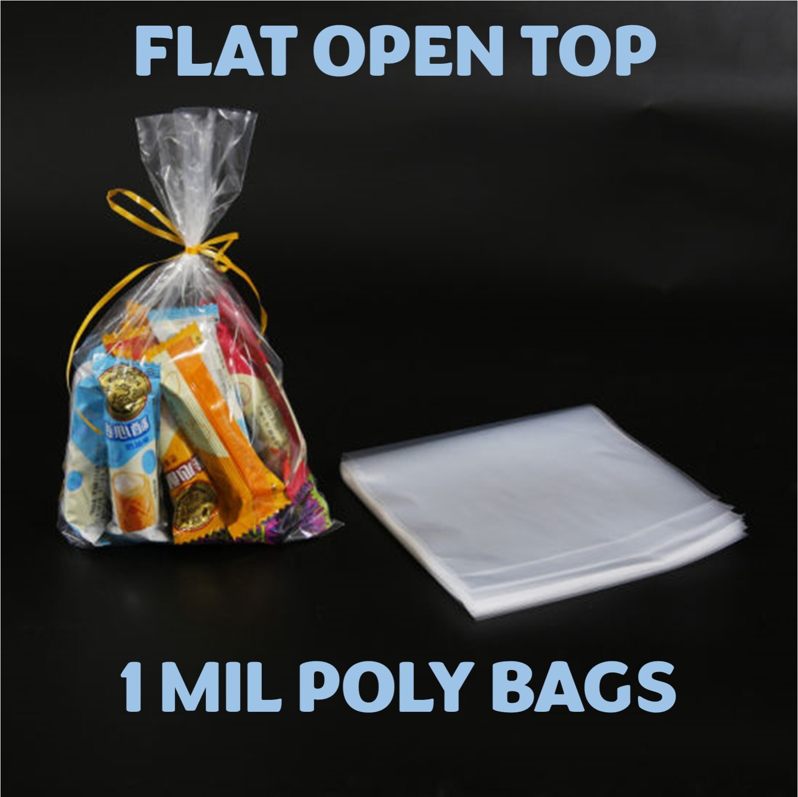 13×17″ Clear Poly Bags Lay-Flat Open Top End 1-Mil Case LDPE Plastic Packaging
