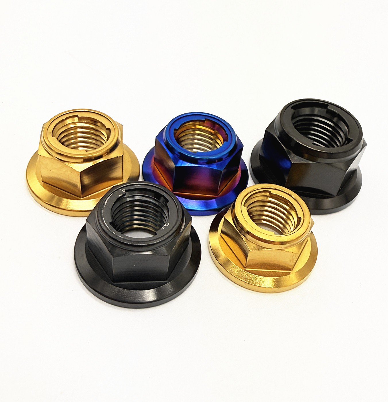 6pcs Titanium Nuts M6 M8 M10 M12 Flange Hex Ti Alloy Nut With Metal Lock Grade 5