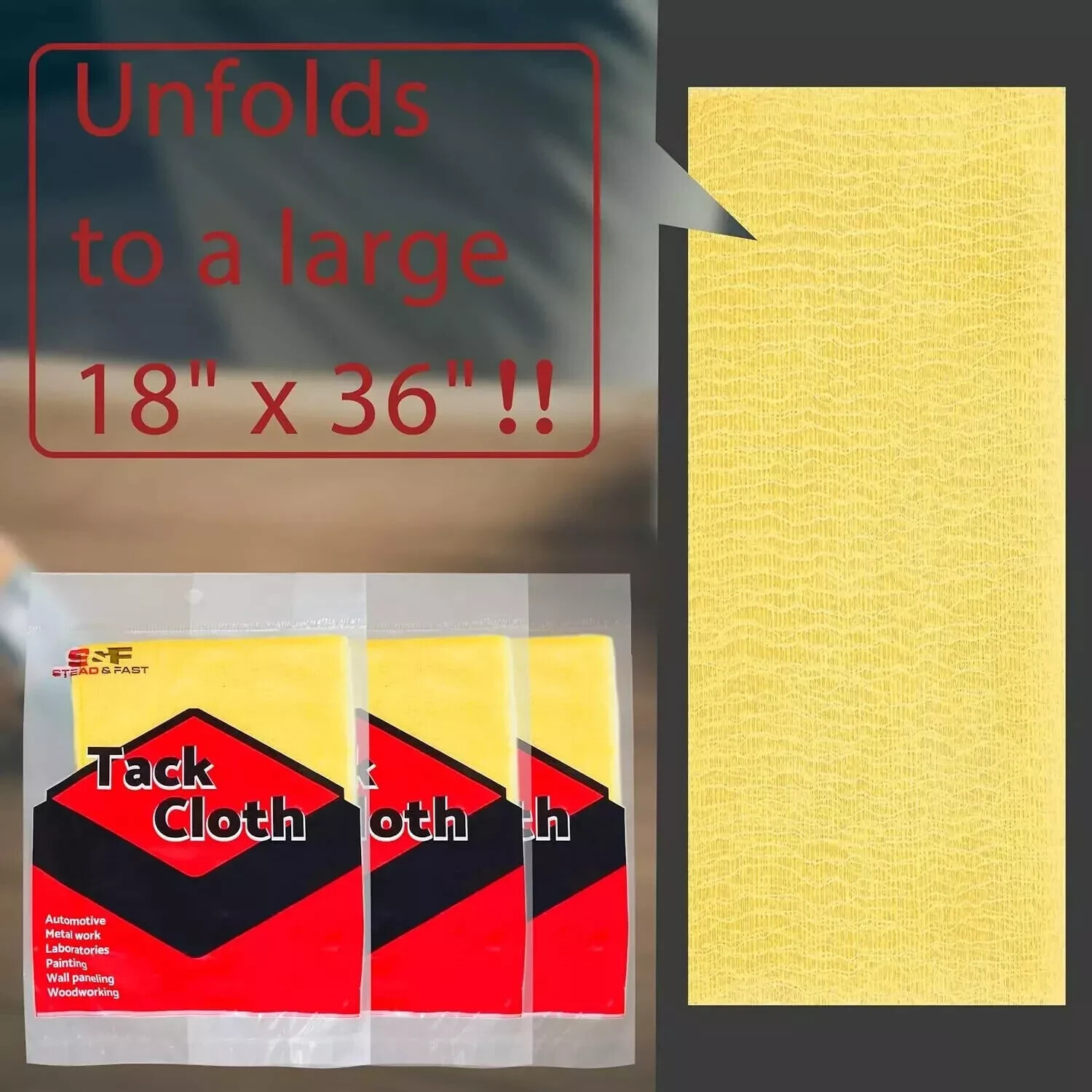 Tack Cloth 6 Pack Paint Woodworking Sticky Tac Rag 18X36â€³ Clean Dust NEW