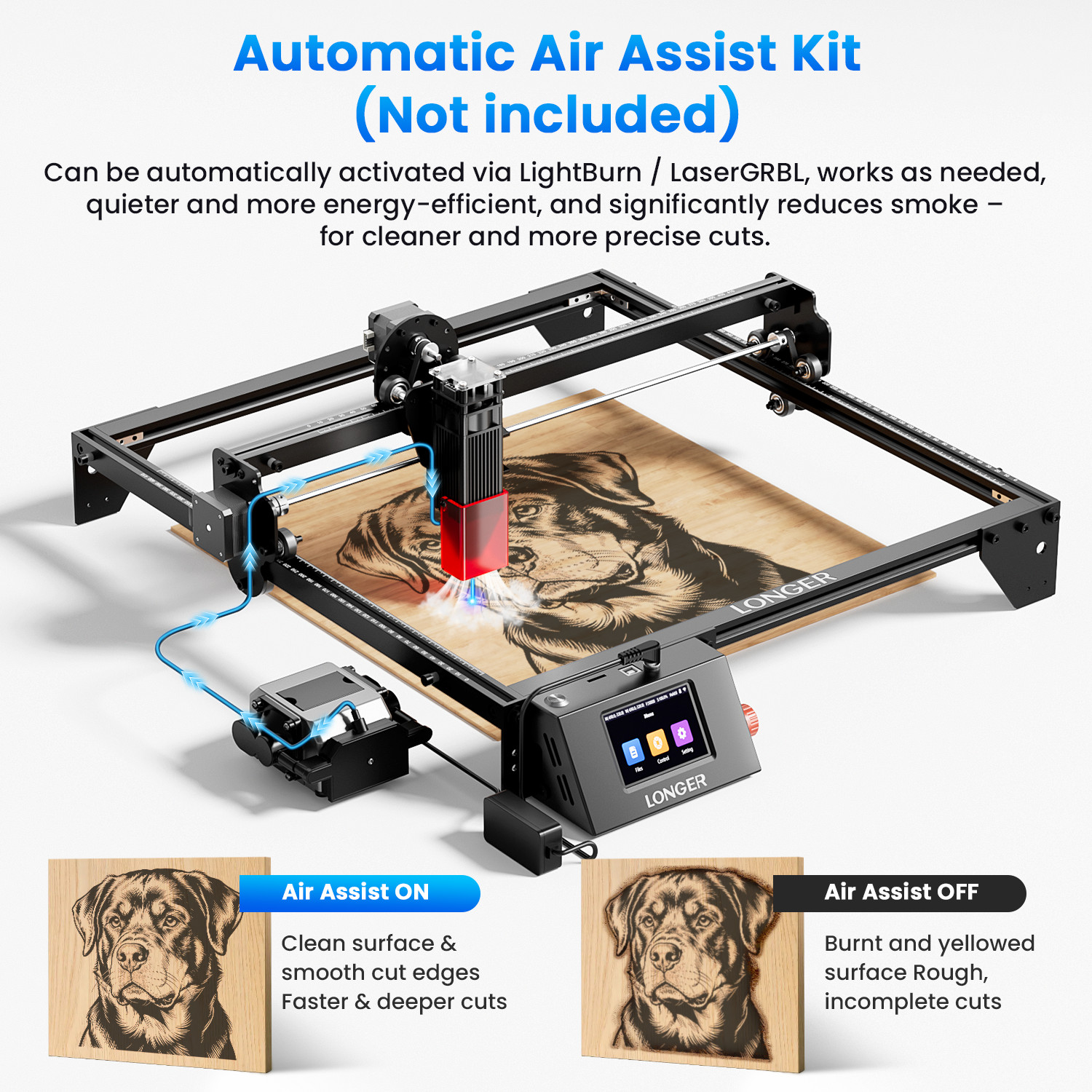 LONGER RAY5 10W Laser Etching Cutter, 400x400mm Work Area, Air Pump Port