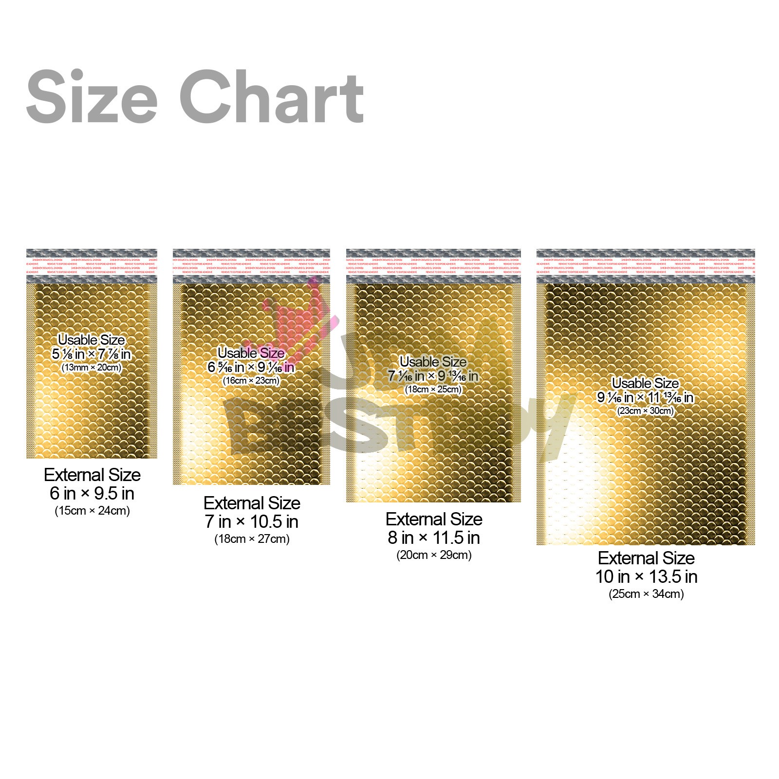 ANY SIZE Metallic Gold Poly Bubble Padded Mailers Shipping Envelopes Bag Kraft