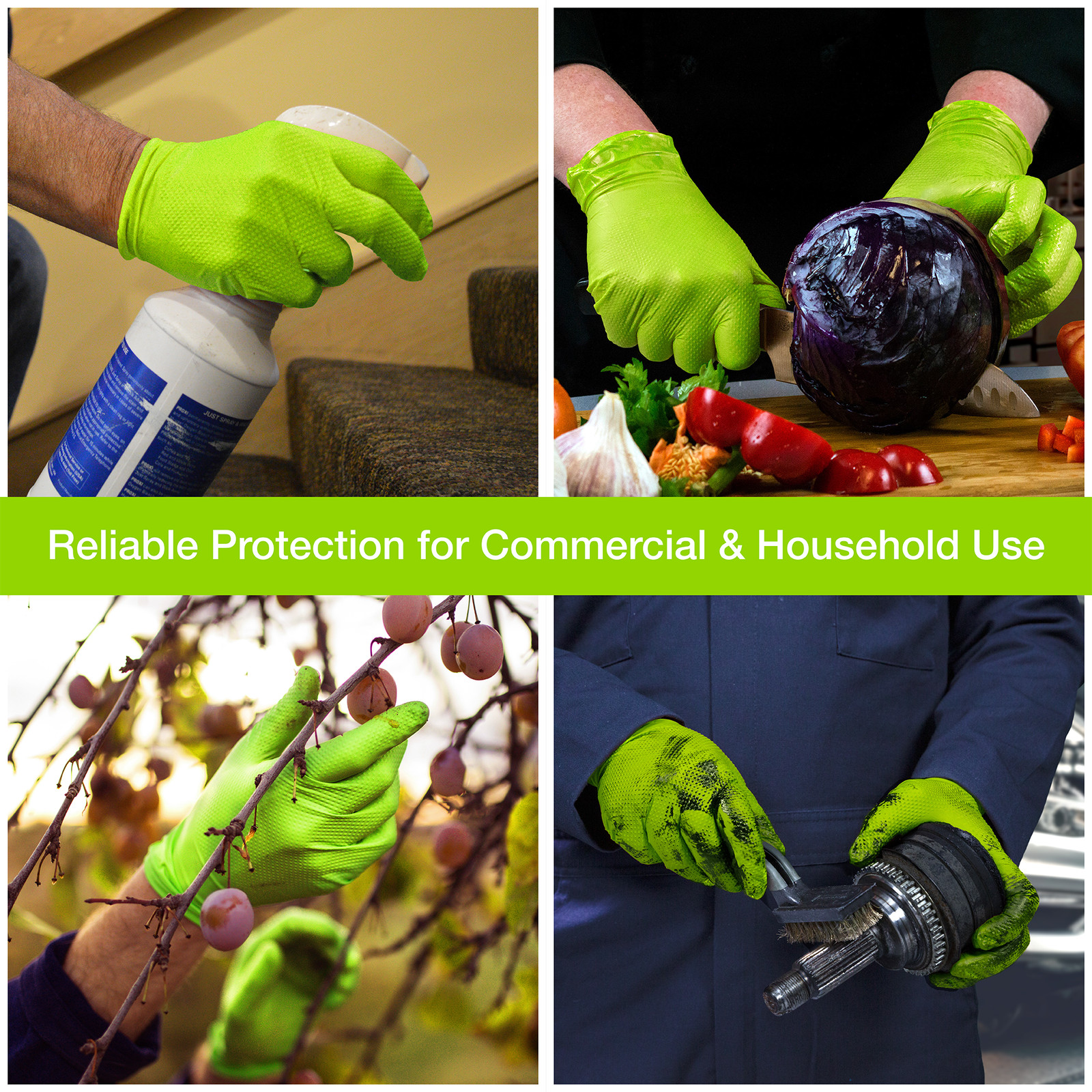 1st Choice Premium Green Nitrile Disposable Gloves 6 Mil Diamond Grip, 1000/Case