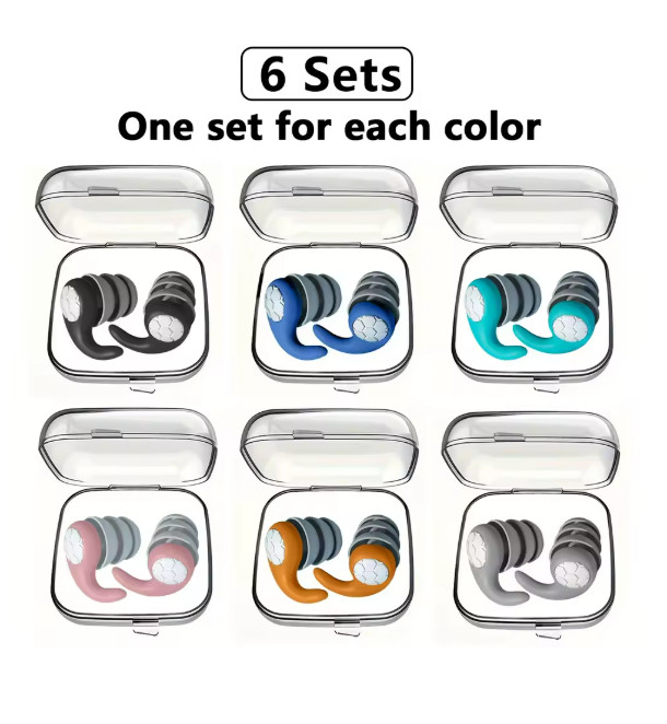 Reusable Silicone Ear Plugs Noise Cancelling Earplugs Protector Study Sleep Swim