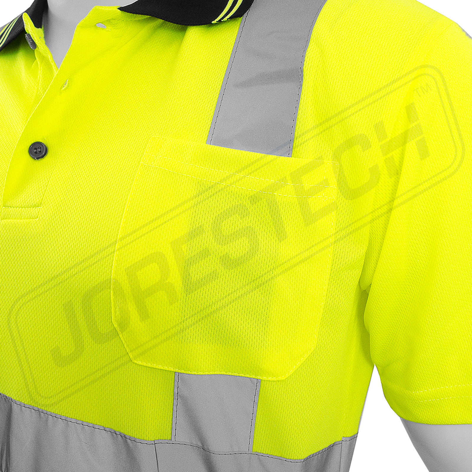 Hi-Vis Safety Workwear Short Sleeve Polo Shirt Top Reflective Tape Two tone