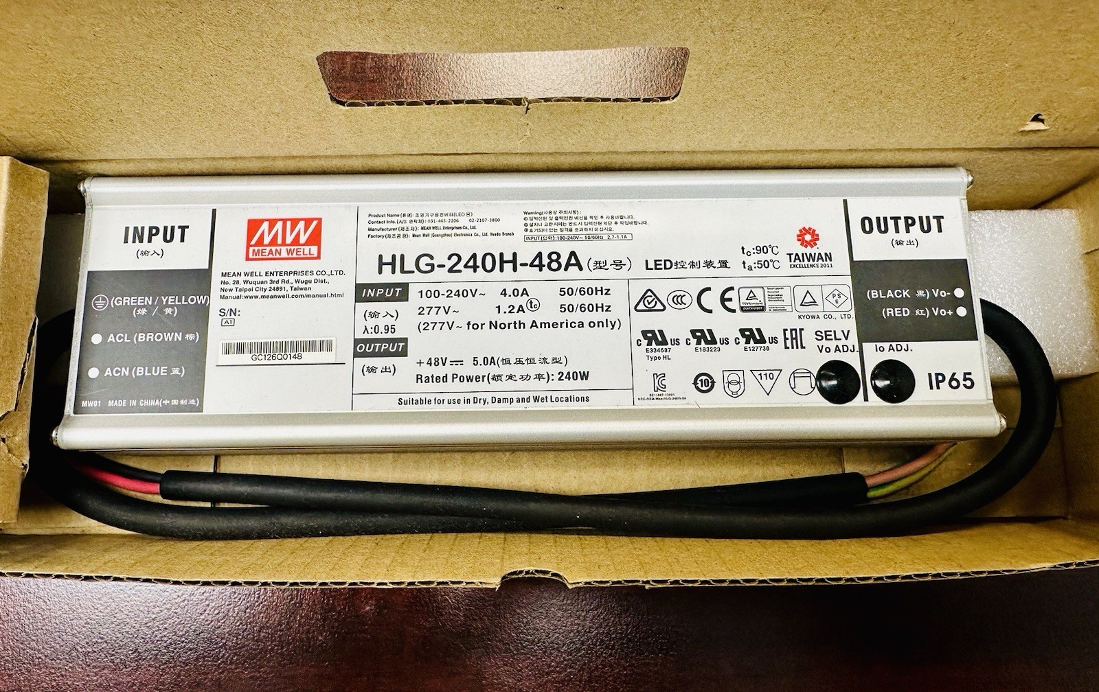 New Mean Well HLG-240H-48A Led Driver 5a Amp 48v-dc 240w 277v-ac 100-240v-ac