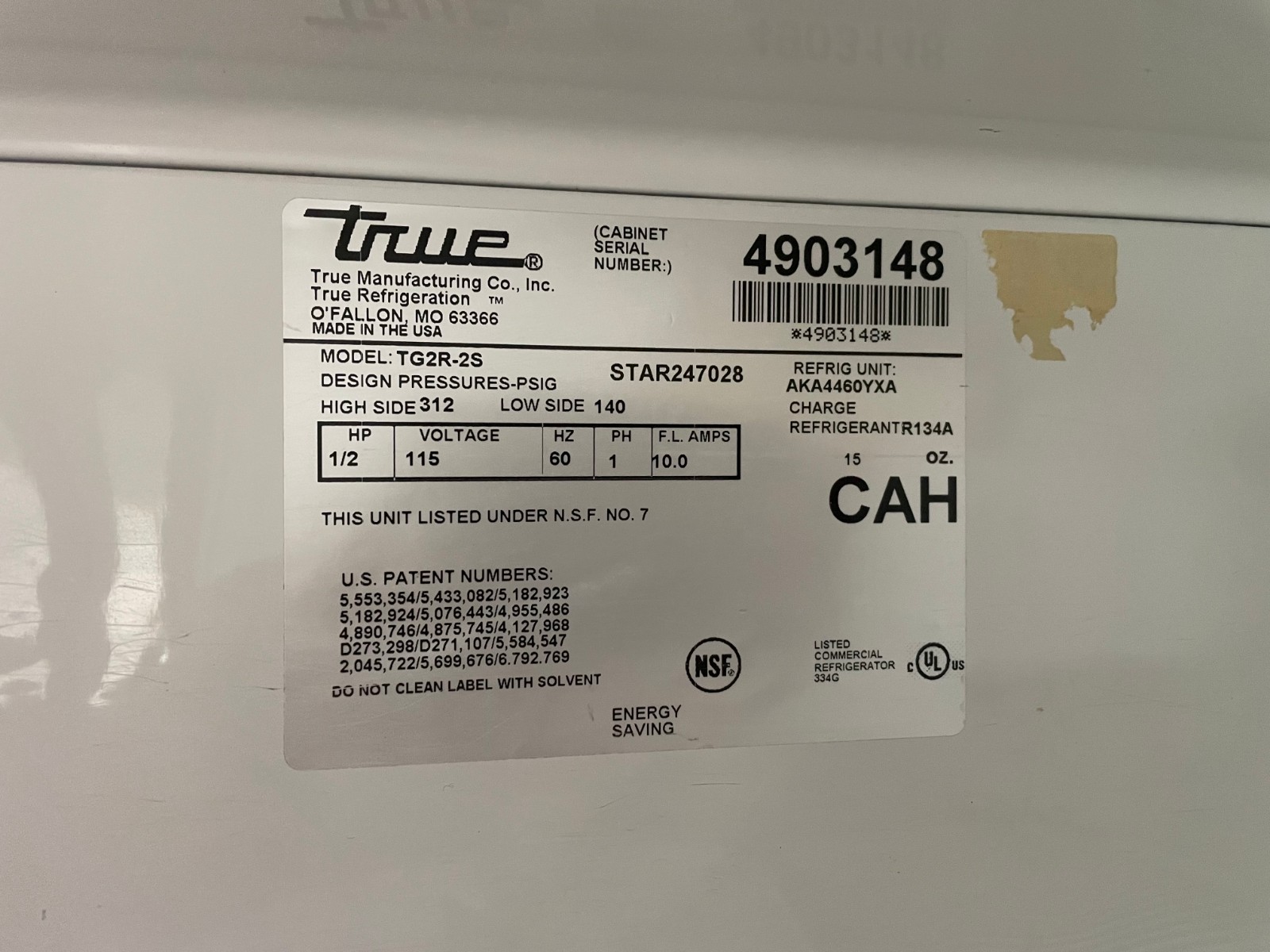 True TG2R-2S Commercial Reach-In Refrigerator –Used, Good Condition –Pickup Only