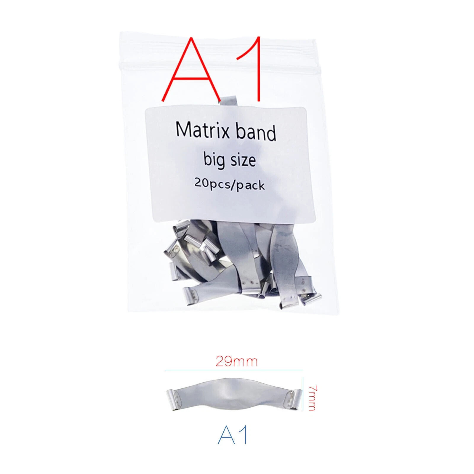 20 Pcs/Pack Dental Metal Saddle Contoured Matrices Matrix Band/Springclip 6 Size