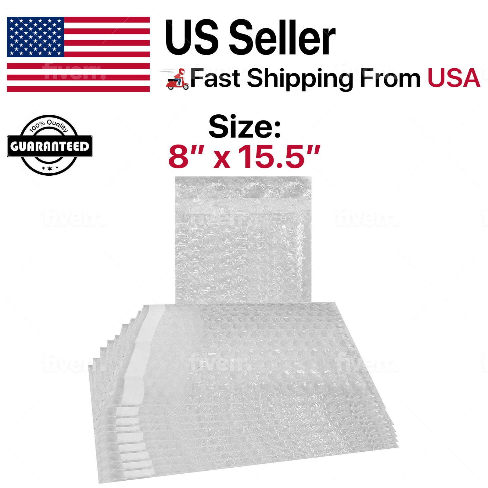 8″ x 15.5″ Bubble Pouches Bags Clear Self Seal Protective Cushioning Wrap 8×15
