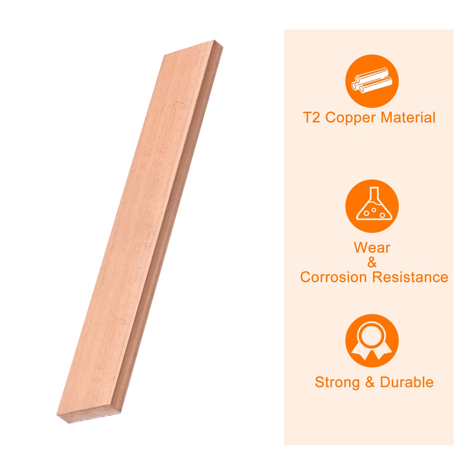 Copper Flat Bar 1/4″ Thickness x 1″ Width x 6″ Length Copper Bar Stock