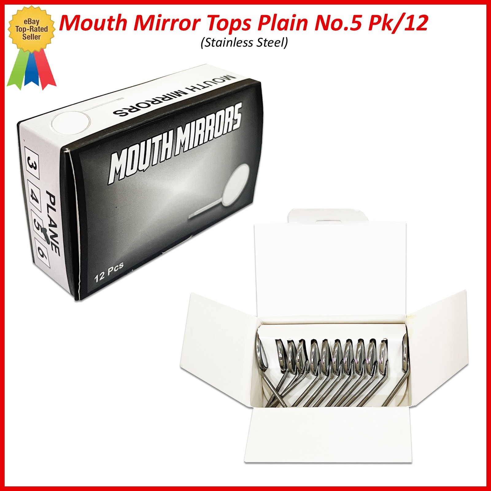 12Pcs Dental Premium Mouth Mirror heads Size #5 Mirrors Dentistry Instruments