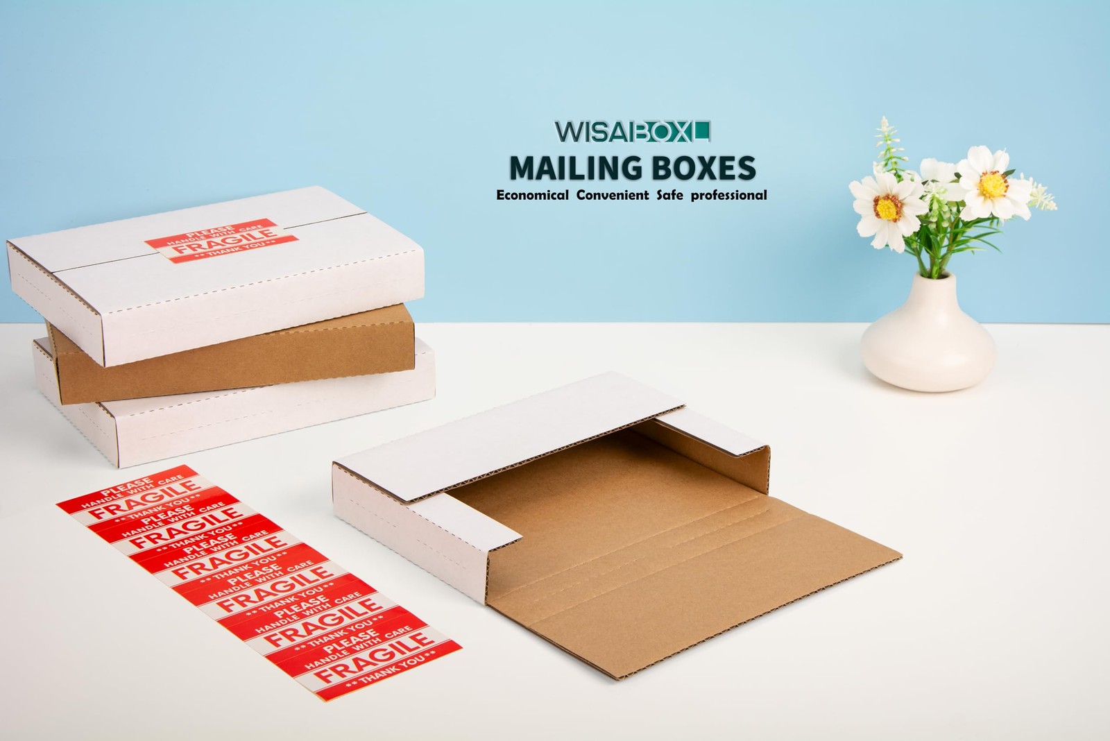 9x6x1.3 inch Shipping Boxes, Easy-Fold Multi-Depth DVD Mailer Box with Fragil…