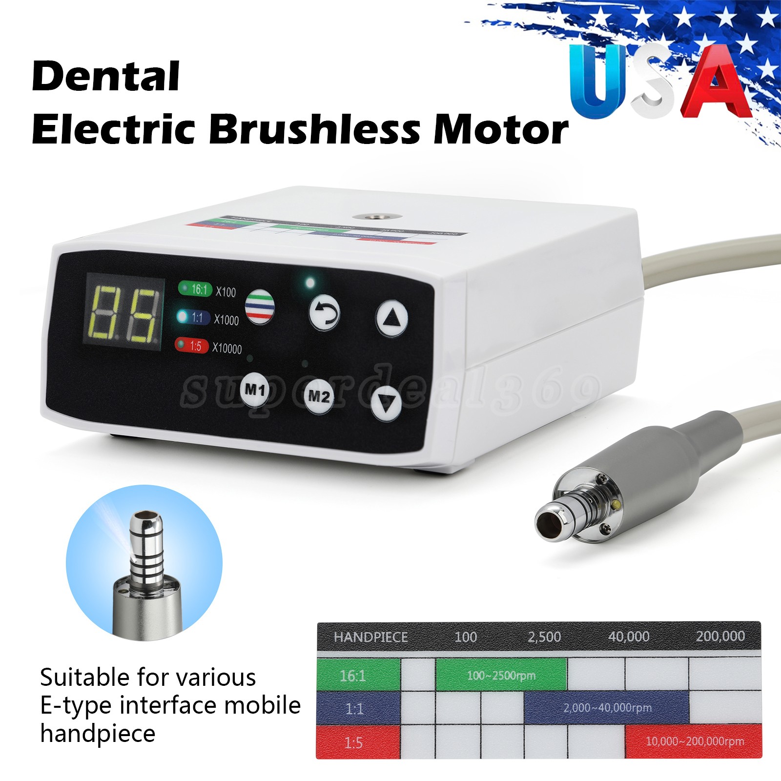 Dental Brushless LED Electric Micro Motor For NSK E-Type 1:1/1:5/16:1 Handpiece
