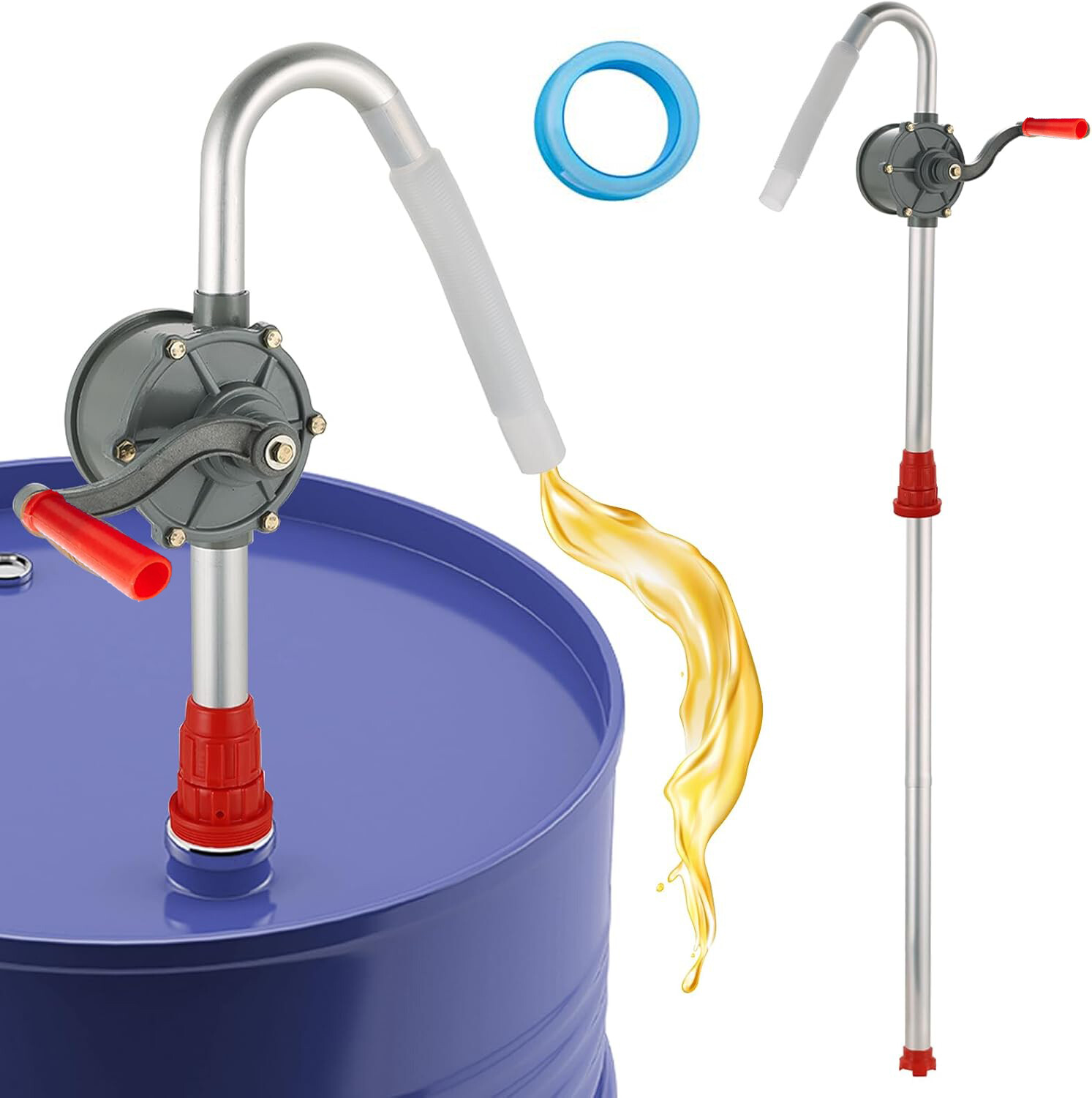 50″ Drum Rotary Barrel Pump Hand Crank Diesel Fuel Oil Transfer Pump 55 Gallon