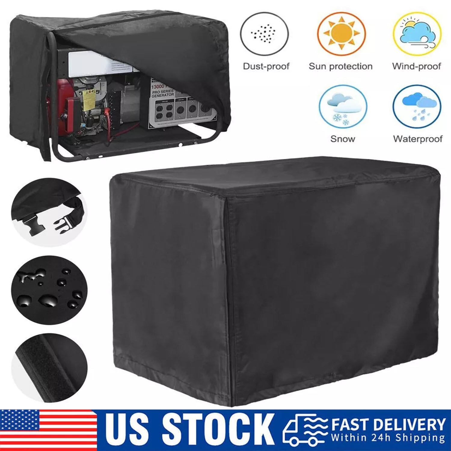 Universal Generator Cover 600D Waterproof For 3000-5000watt (32″ X 24″ X 24″)