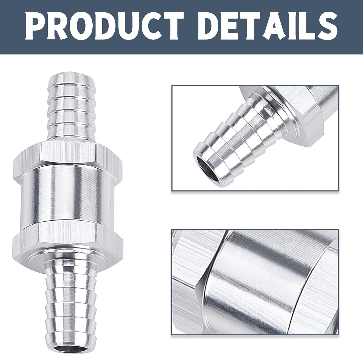 10 Pcs 12mm 1/2″ Fuel Non-Return One Way Check Valve Petrol Diesel Oil Aluminum