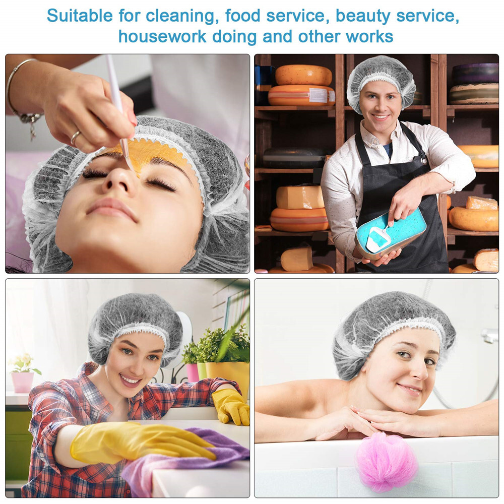 100-1000pcs Disposable Hair Net Non-Woven Head Bouffant Hair Cap 24″