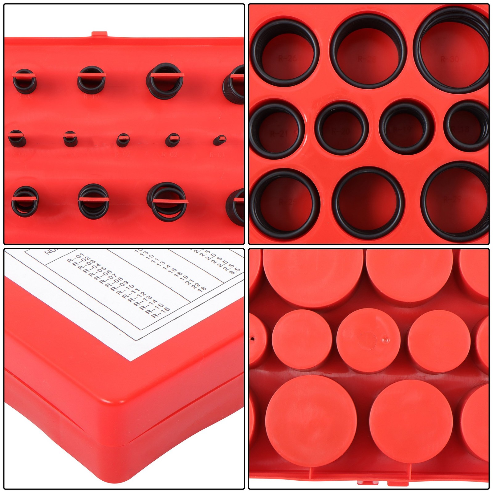 419 PCS Black O Ring Assortment Set Metric Oil Proof Kit 32 Size O-Ring Case