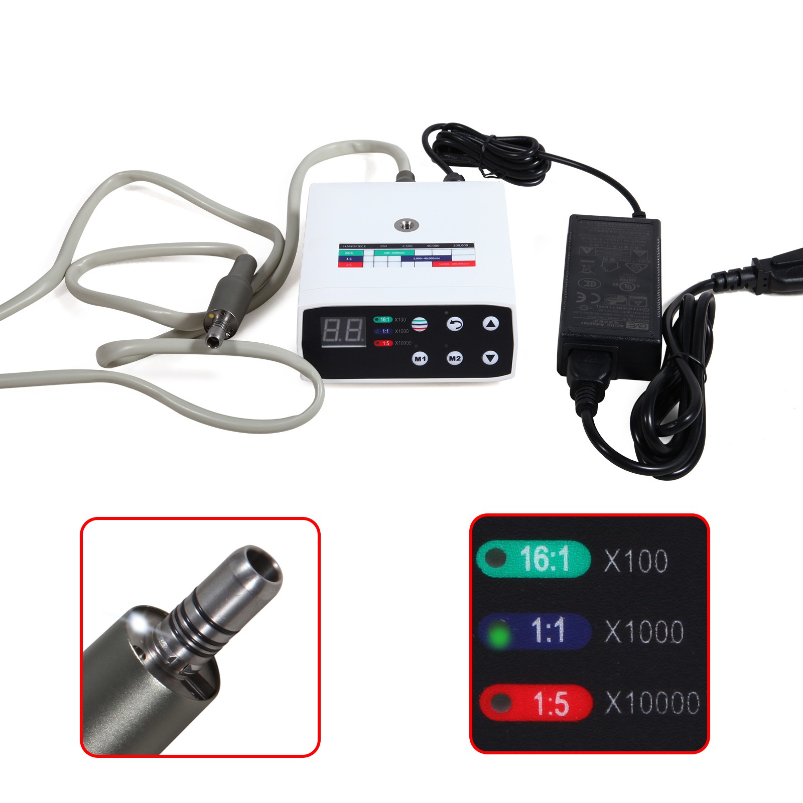 SANDENT LED Electric Brushless Micro Motor/1:5 Fiber Optic Increase Contra Angle