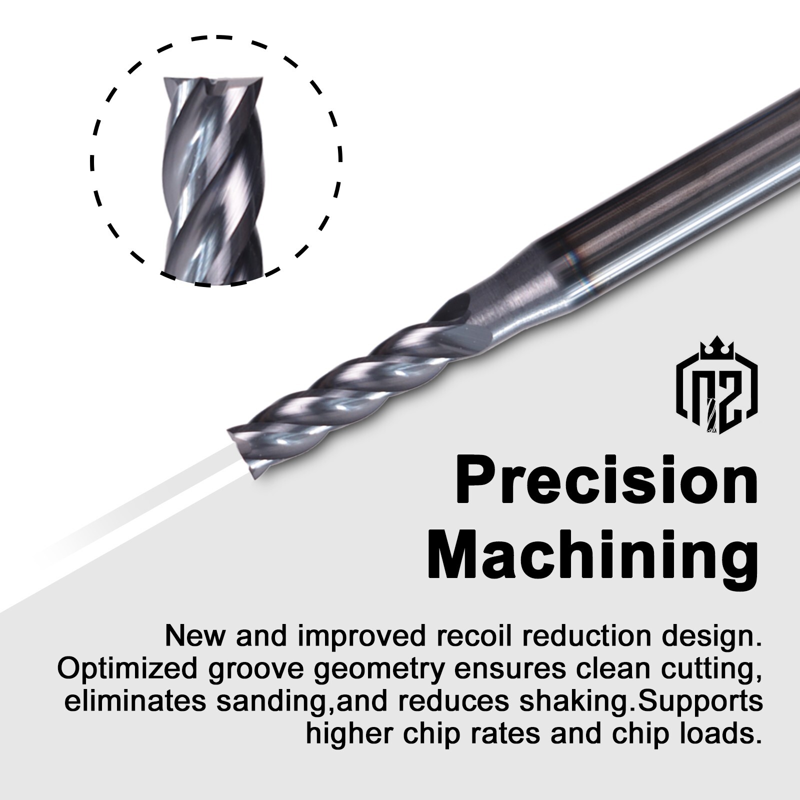 10 PCS 4 Flute 1/16″ x 1-1/2″ Overall Length Carbide End Mill -AlTiN Coated