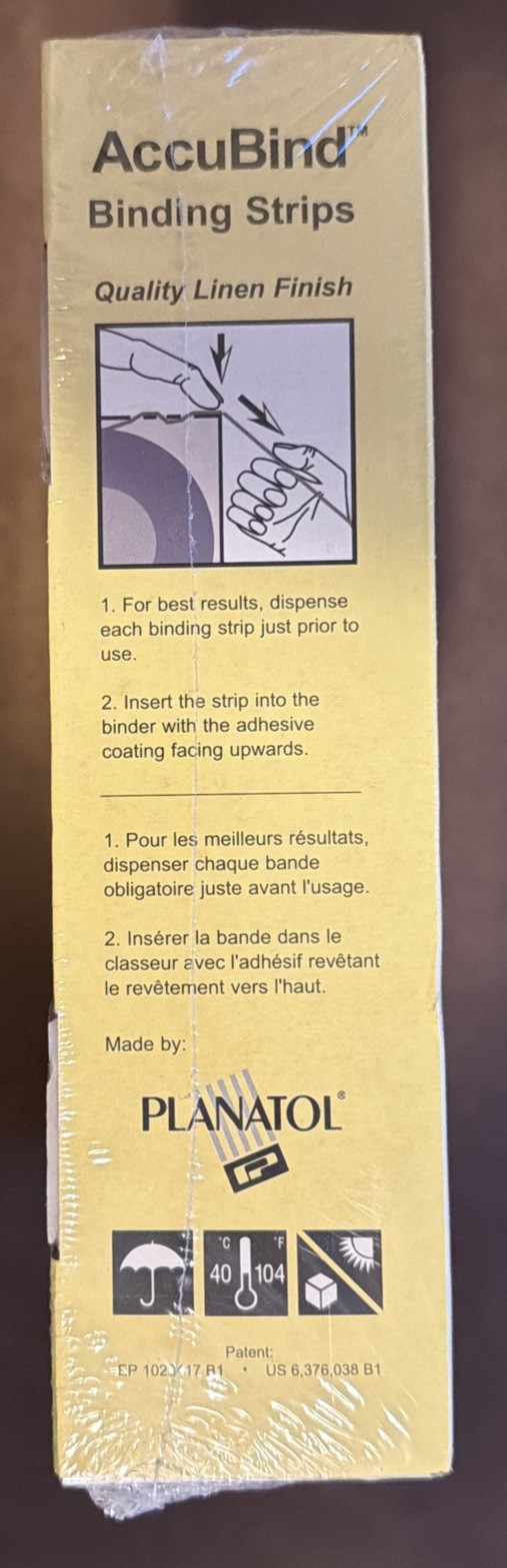 Standard Accubind Binding Strips Various Sizes & Colors