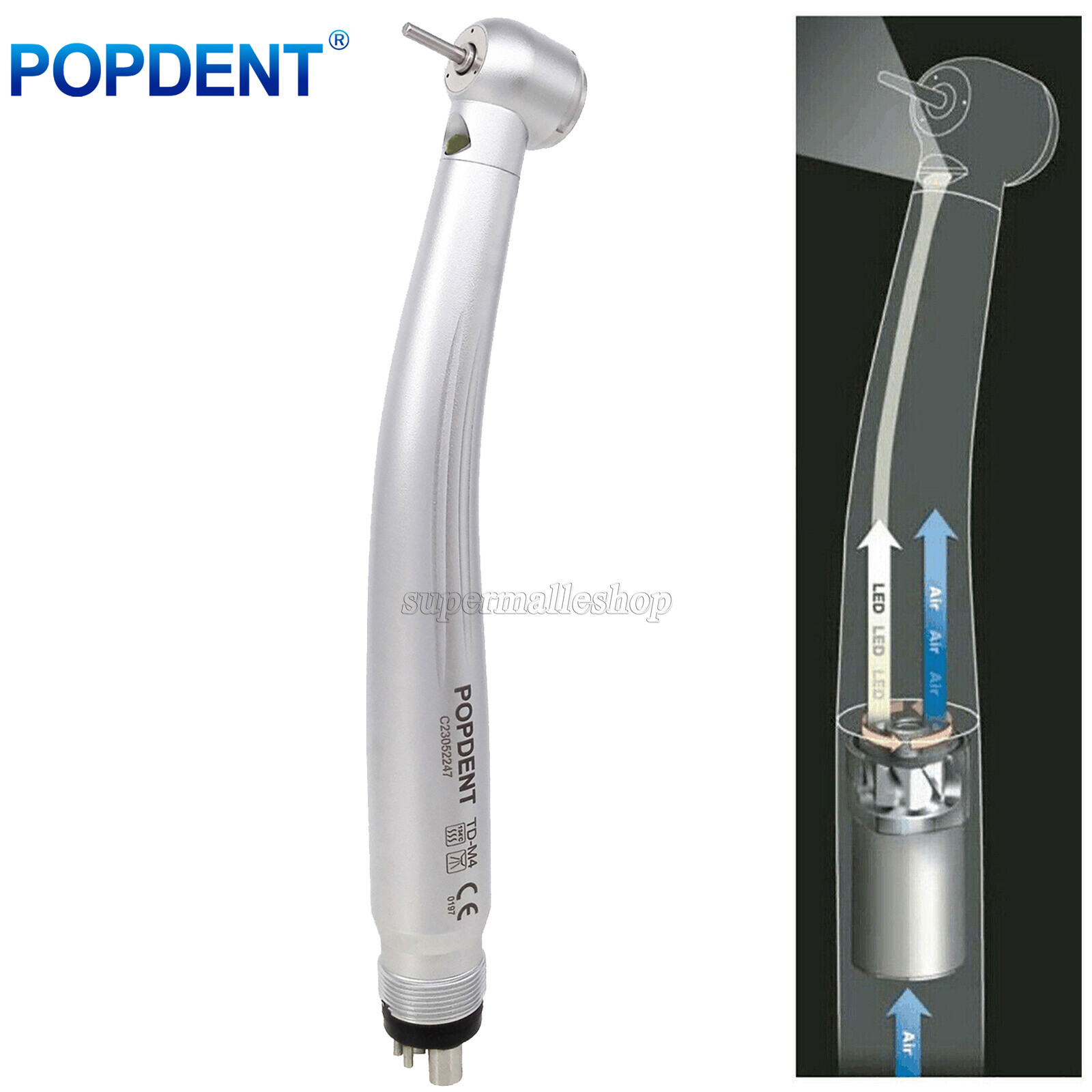 Dental LED High Speed /1:5 Increasing Optic LED Contra Angle Handpiece NSK Style