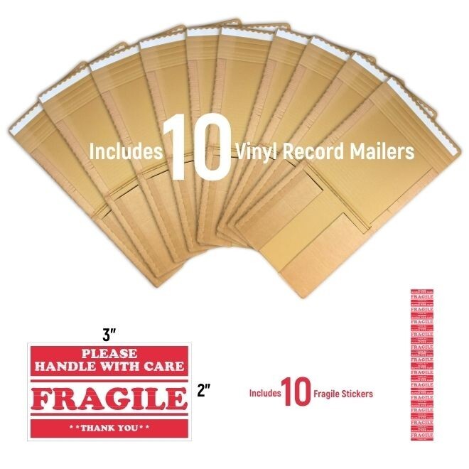 Vinyl Record Shipping Boxes (10pk)  LP Mailer  Holds 1 – 8 12 inch Records