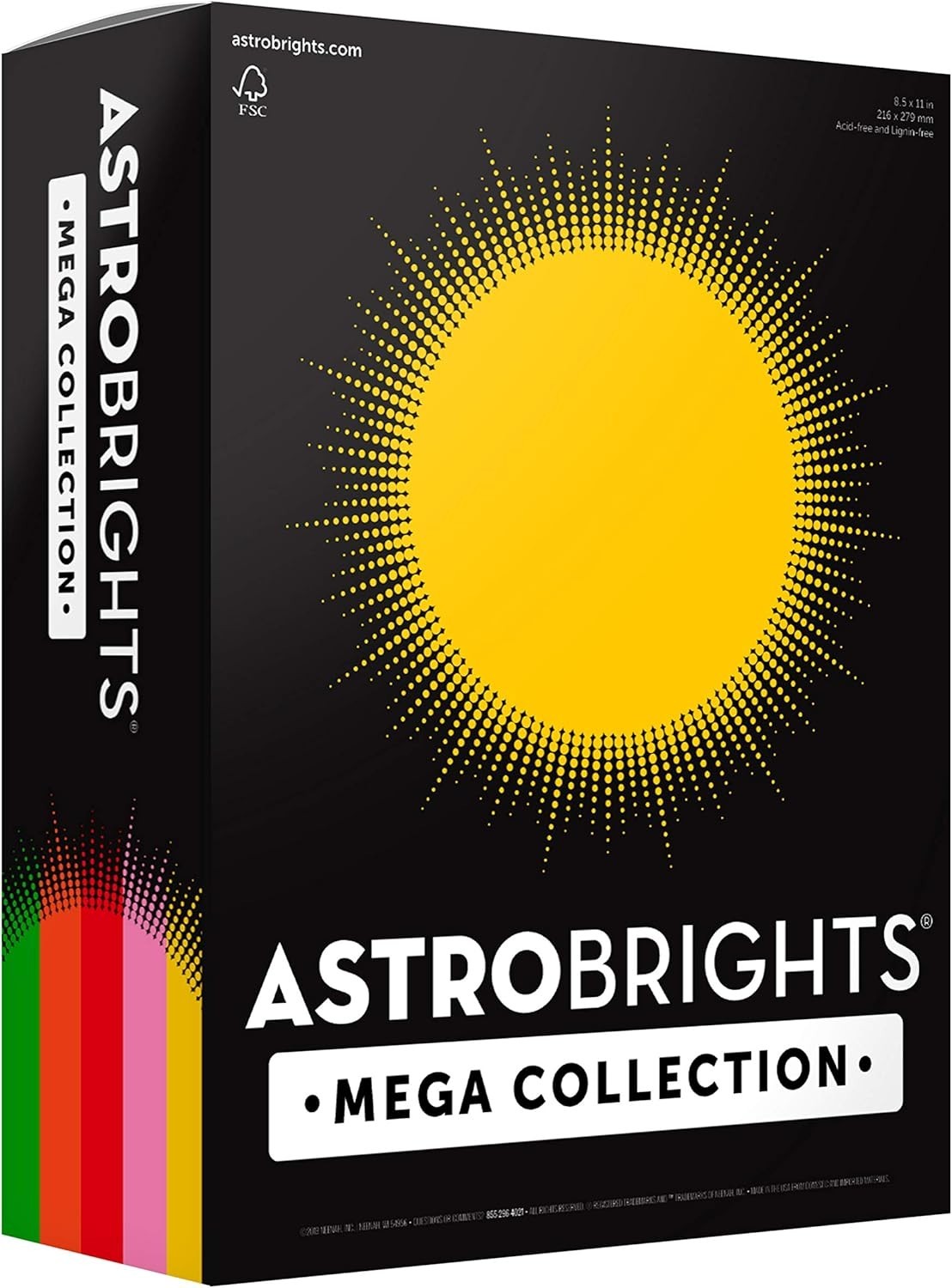 Mega Collection Colored Paper, 8 ½ x 11, 24 lb/89 gsm, “Retro” 5-Color Assort…