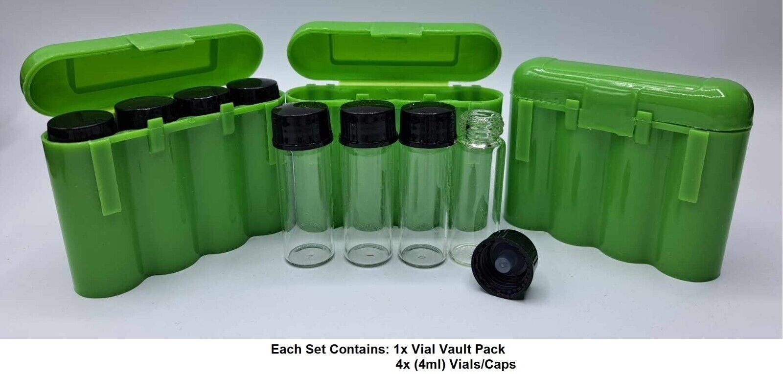 4x 1oz Gold Vials & Storage Carry Case Dredge Panning Mining Prospect GREEN 001
