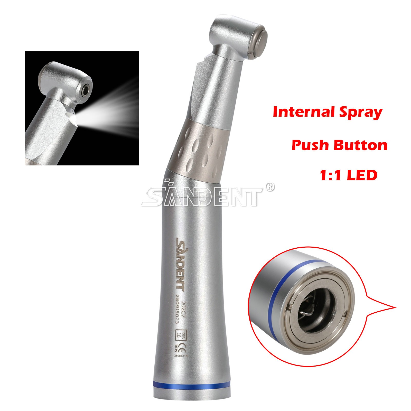Dental 1:5 Electric Fiber Optic LED Contra Angle Handpiece High Speed 1:4.2 1:1
