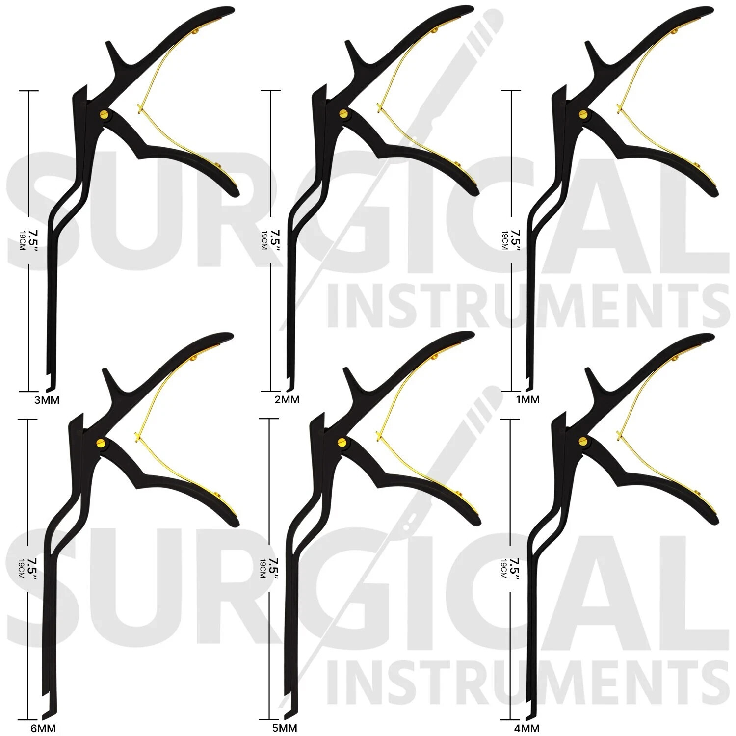 6 Kerrison Rongeurs Bayonet Angled 1,2,3,4,5,6 MM Bite 45 Degree Angled German G