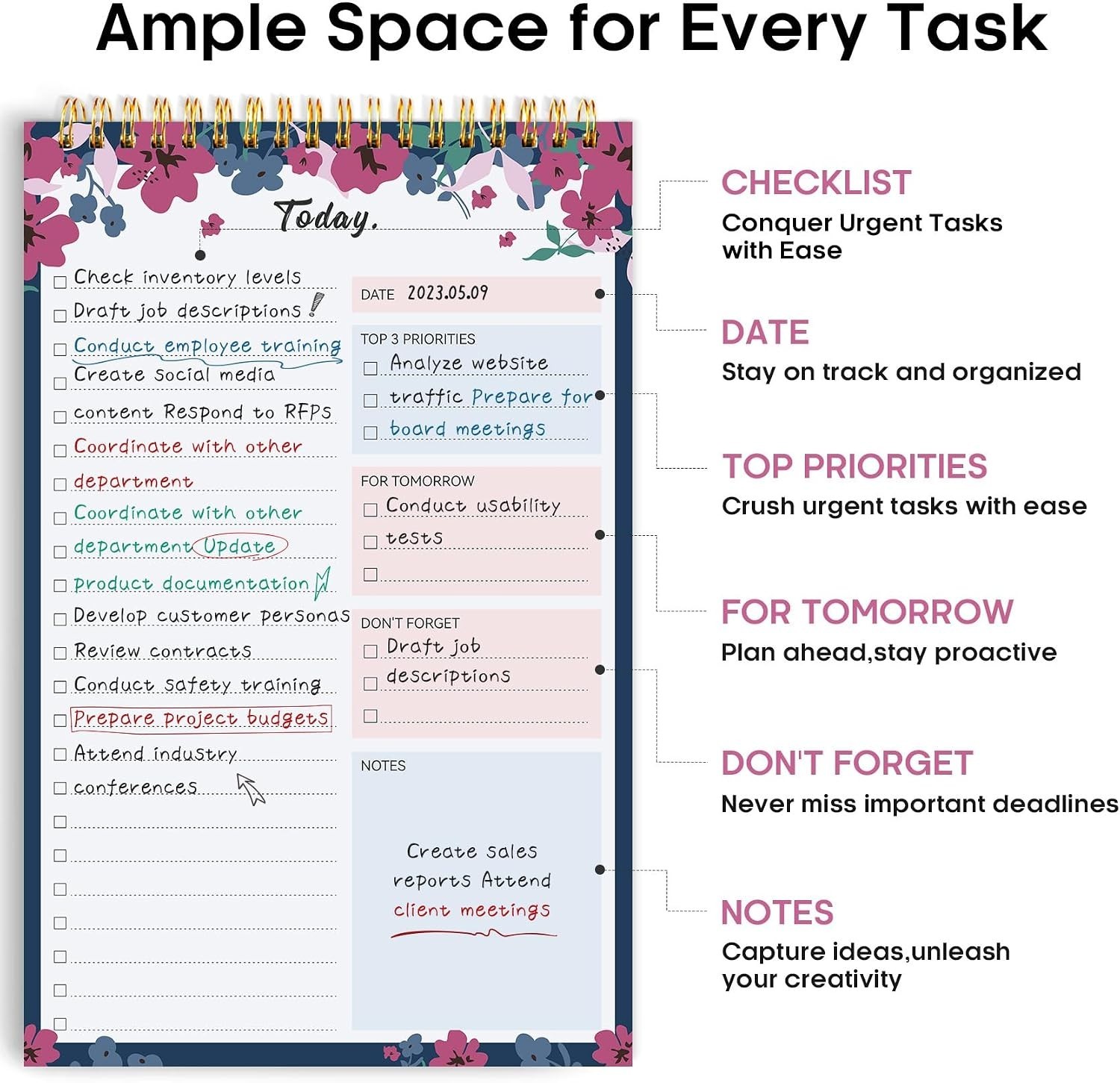 To Do List Notepad – To Do List Notebook for Work with 52 Sheets, 9.8″ x 6.5″…