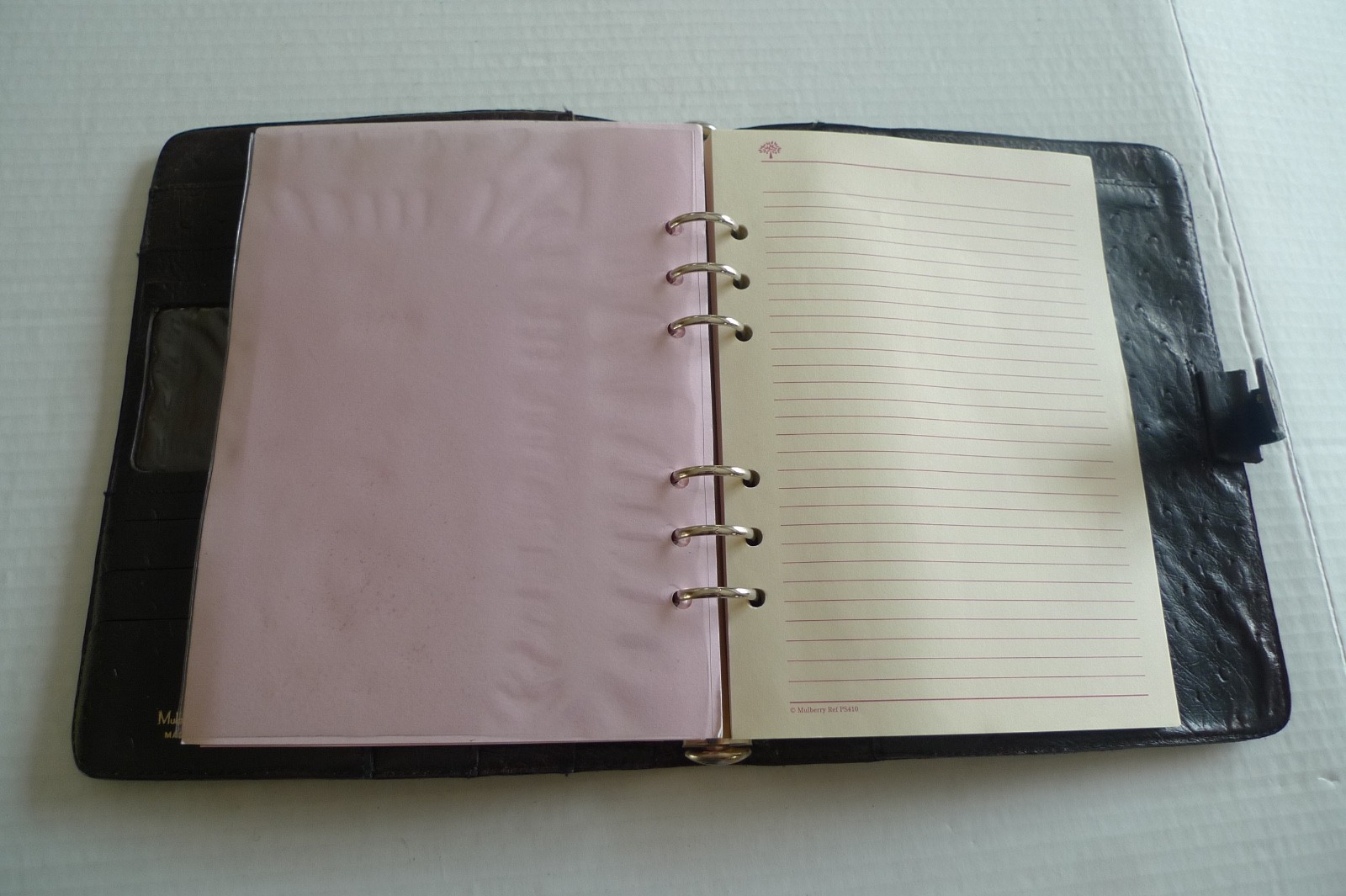 MULBERRY – A5 OSTRICH TEXTURED LEATHER PLANNER & PAPER SHEETS – MADE IN UK
