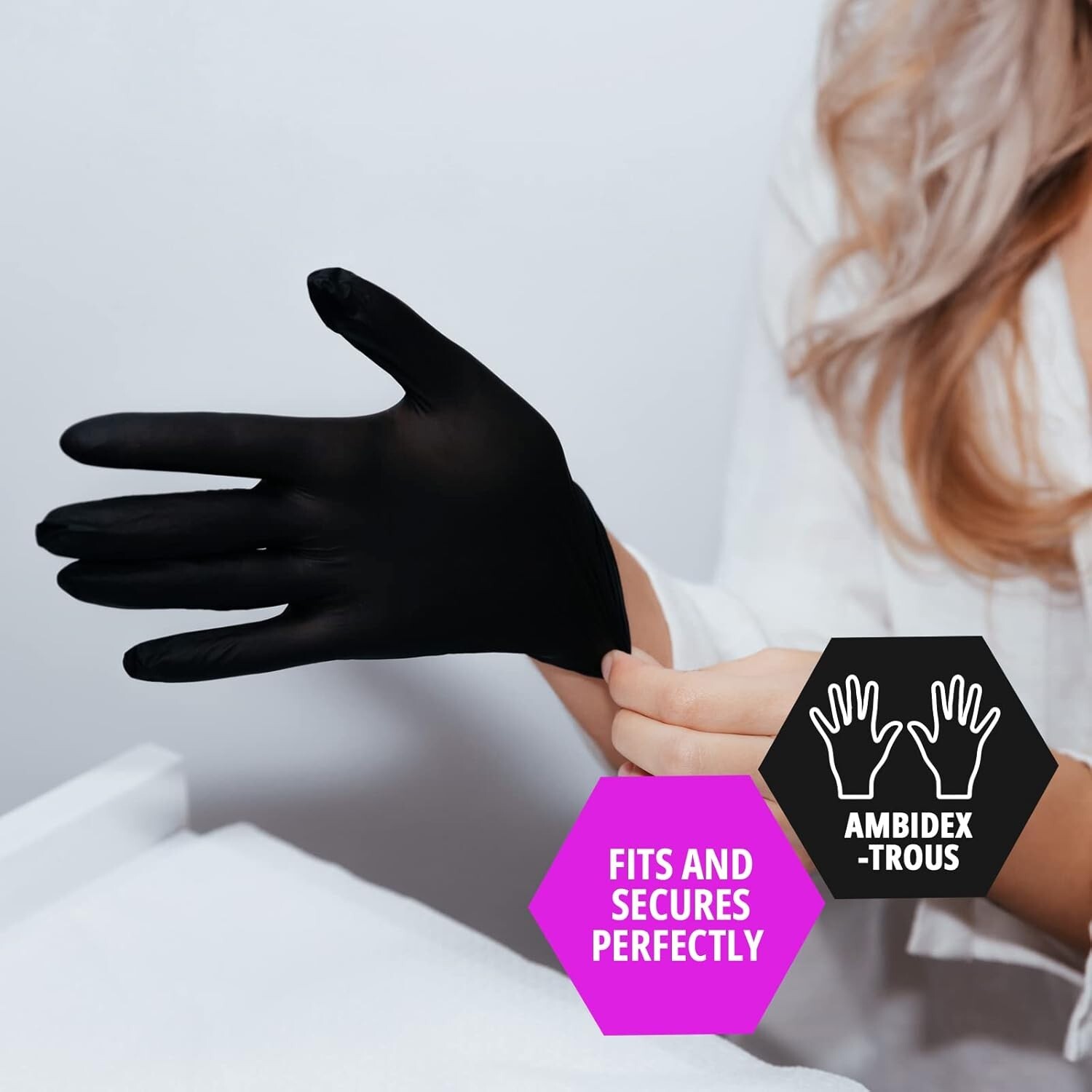 Medpride Nitrile Medical Examination Gloves-Large-Box of 100 Gloves, Black