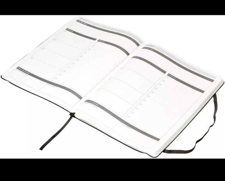 Amazon Basics Daily Planner and Journal, Black, 8.5 Inch x 11 Inch, Soft Cover