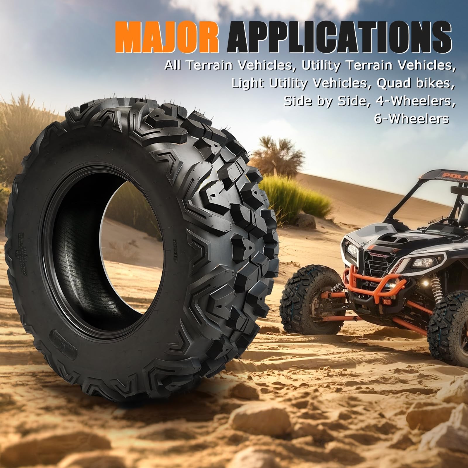 Set of 2 26×11-14 ATV UTV All Terrain Tires 6-Ply Tubeless Mud Sand Off-Road