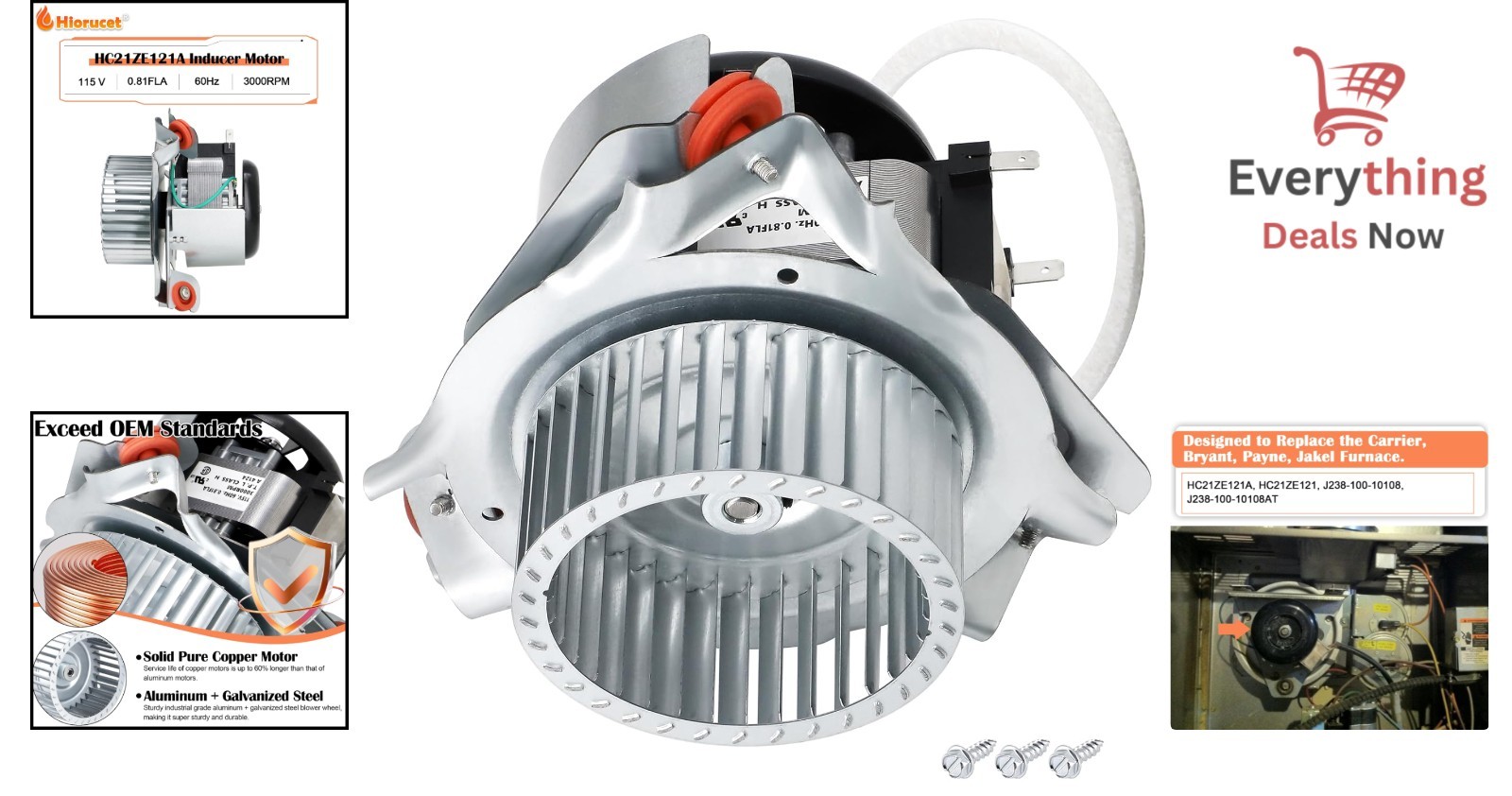High-Performance Furnace Draft Inducer Motor Assembly Replacement Carrier Bryant