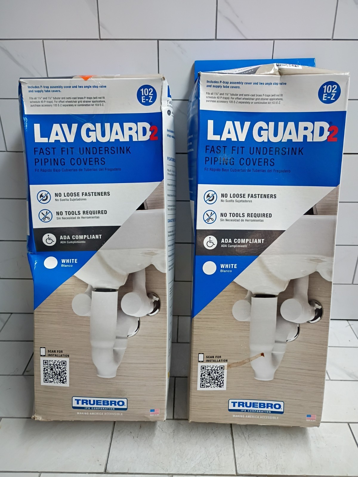 2pk TrueBro Lav Guard2 102 E-Z Fast Fit Undersink Piping Covers Open Box..