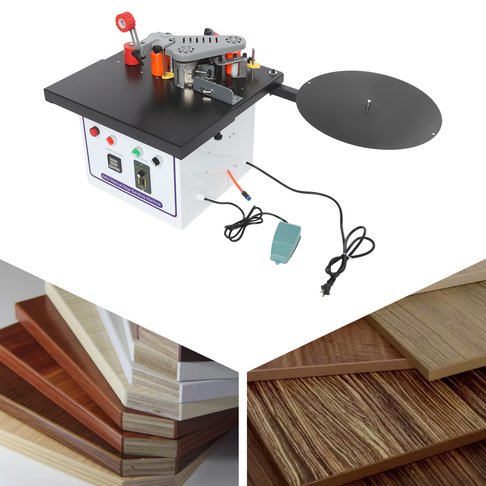 1200W Portable Edge Bander Machine Double Side Gluing Wood Banding Machine 110V