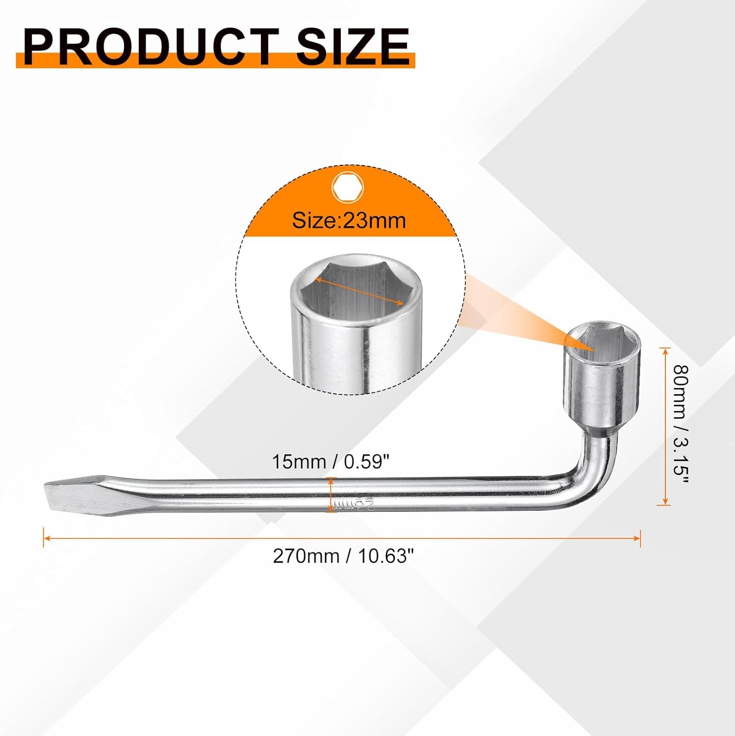 Car Spare Tire Lug Wrench 23mm Carbon Steel l Type Slotted End Hexa Size: 23mm