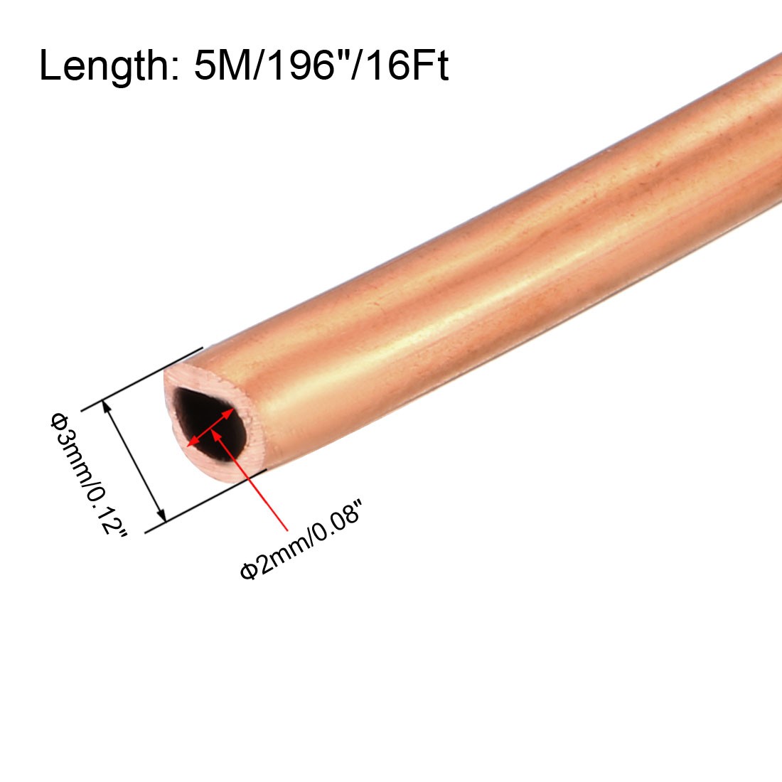 3mm OD 2mm ID Refrigeration Tubing for Freezer Flexible HVAC Copper tubing 16FT